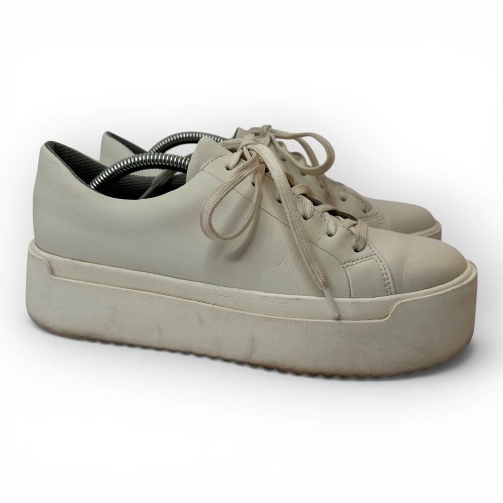 Eileen Fisher Womens size 7.5 Monde Leather Platform Sneaker White Casual